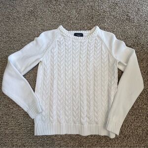 Lands’ End Drifter 100% cotton white sweater size Medium